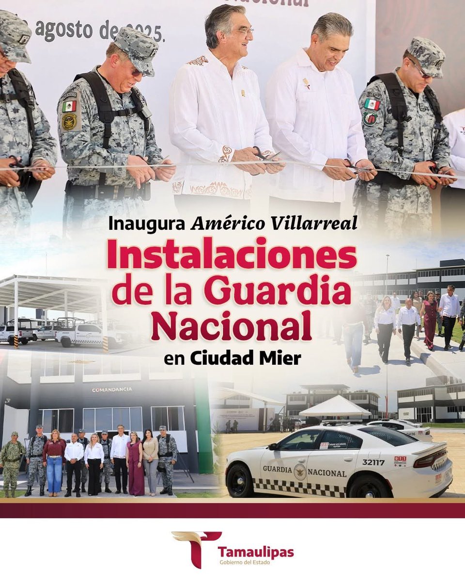 El gobernador Américo Villarreal, acompañado por el comandante de la Guardia Nacional, general Hernán Cortés Hernández, inauguró en #Mier las instalaciones del 12° Batallón, tres compañías y una unidad habitacional de la #GuardiaNacional en esta ciudad.