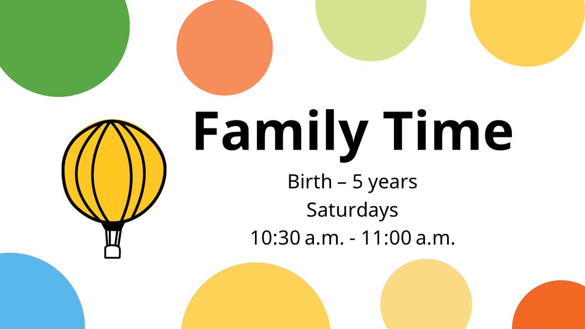 Enjoy stories, songs, and rhymes at a staff-led storytime for the whole family.

For children aged 0-5 years and their parents or caregivers.

No registration required — this is a drop-in program.