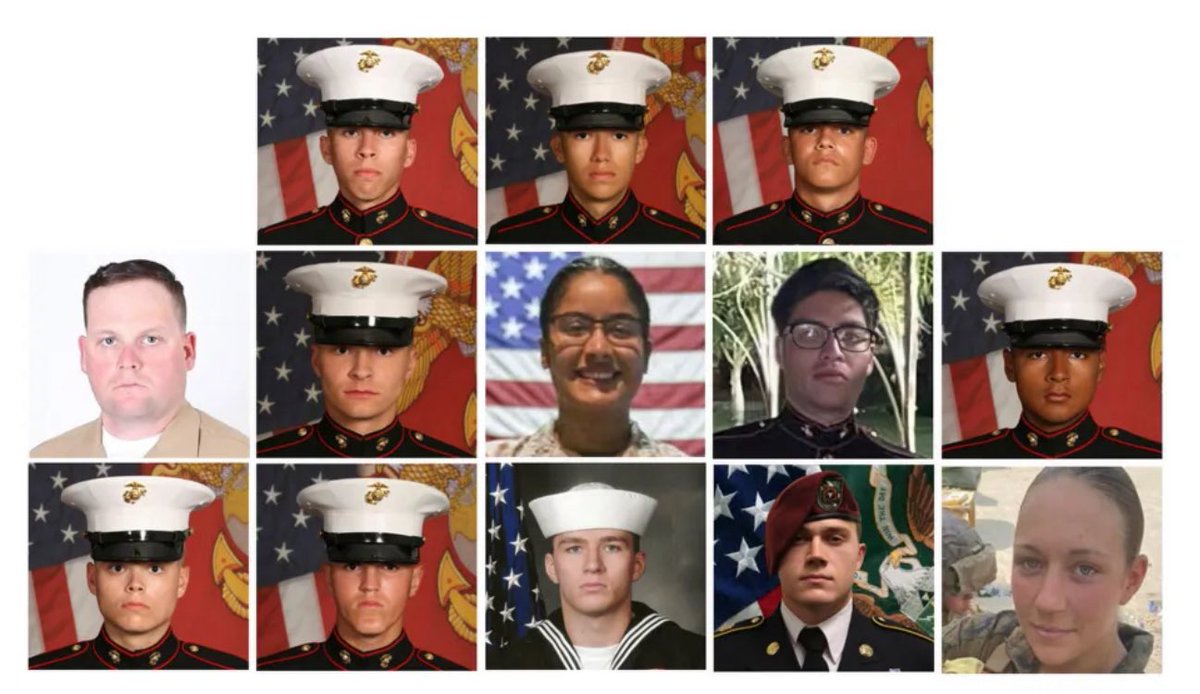 OrangeDiamondCG's tweet photo. 🇺🇸 Remembering the Fallen 🇺🇸

On this day, we pause to honor and remember the 13 brave American service members who gave their lives at Abbey Gate during the withdrawal from Afghanistan on August 26, 2021.

They stood watch in the face of chaos— protecting the innocent, serving with courage, and ultimately making the ultimate sacrifice for their brothers, sisters, and our nation.

Their names, their lives, and their sacrifice must never be forgotten:
•Staff Sgt. Darin T. Hoover
•Sgt. Johanny Rosario Pichardo
•Sgt. Nicole L. Gee
•Cpl. Hunter Lopez
•Cpl. Daegan W. Page
•Cpl. Humberto A. Sanchez
•Lance Cpl. David L. Espinoza
•Lance Cpl. Jared M. Schmitz
•Lance Cpl. Rylee J. McCollum
•Lance Cpl. Dylan R. Merola
•Lance Cpl. Kareem M. Nikoui
•Hospital Corpsman Maxton W. Soviak
•Staff Sgt. Ryan C. Knauss

May we always remember their courage, their sacrifice, and their families who continue to bear the cost of freedom.

Gone, but Never Forgotten. Til Valhalla! 
🫡 

#AbbeyGate13 #NeverForget #HonorTheFallen @HaginDoege @sarahadams @RooftopLeader @AXactual2 @apexguardhq @TDATracker247