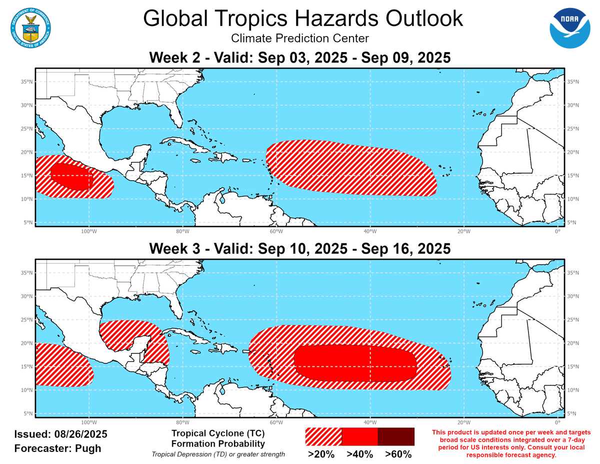 New Global Tropics Outlook map released today. Showing general areas to watch into middle September. spaghettimodels.com