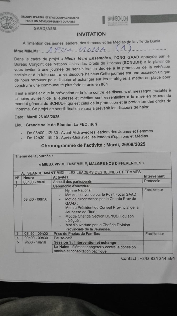 OSC des jeunes,les journalistes ont été capacités par @gaadasbl @bcnudh ont été sensibilisé à la promotion dla cohésion sociale et la lutte contre les discours haineux ds le cadre du projet mieux vivre ensemble <a href="/annytenga/">ANNY  T. MODI</a>
@STtappingdiotima 
#vivreensemblemalgrenosdifferences