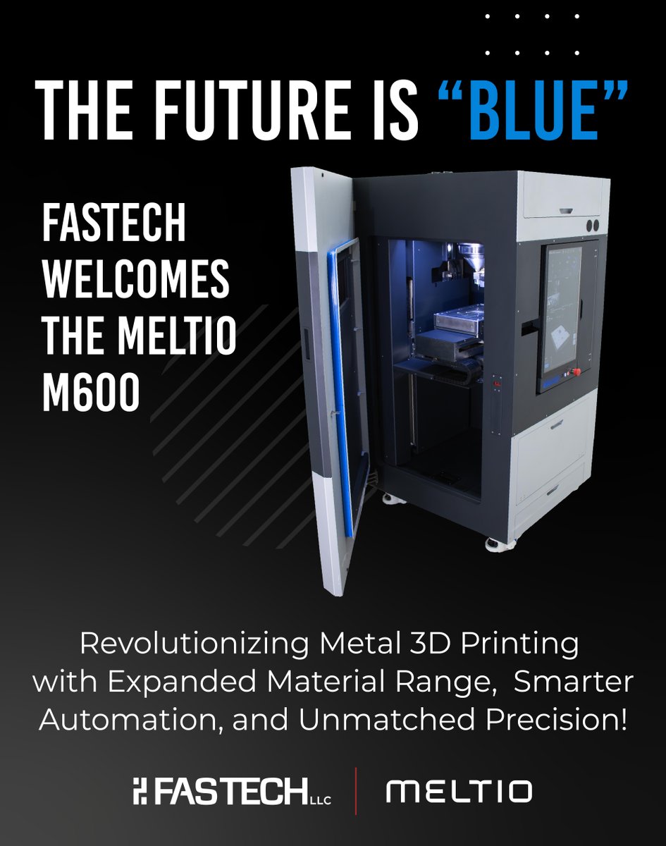 Fastechllc's tweet image. Fastech is leveling up with the new Meltio M600! 🔵 
The Blue Laser tech unlocks materials we couldn’t print before, plus faster, more precise, and automated production. 

Big boost to our additive manufacturing game. 

 #Fastech #MeltioM600 #3DPrinting #MetalA