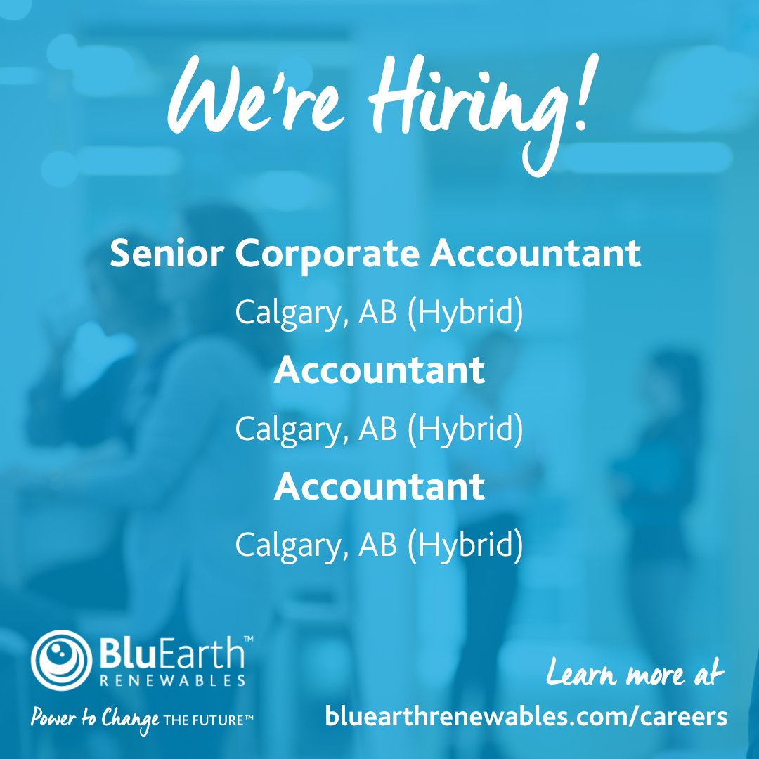 Join our team! We’re hiring for multiple roles on our Accounting team to support accurate financial operations and reporting, including preparing financial statements and supporting audits.

Learn more and apply online at bluearthrenewables.com/careers/