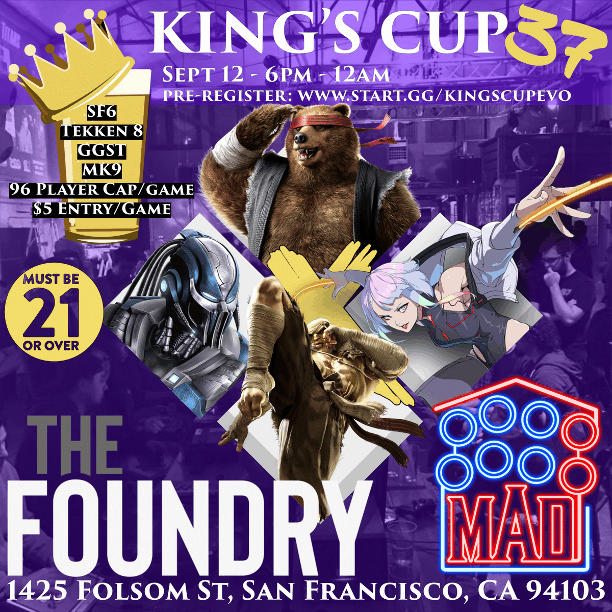 Bay Area MADHouse (@bayareamadhouse) on Twitter photo The 1st KC Post EVO is almost here! Sept 12!
Games FT
#StreetFighter6
#TEKKEN8
#GuiltyGearStrive
#MortalKombat9
The Amazing crew <a href="/ReddingFGC/">Redding FGC</a> is going to be streaming SF6! Give em support and show some love by checking em out them!
Details/Sign-ups Below
start.gg/kingscup The 1st KC Post EVO is almost here! Sept 12!
Games FT
#StreetFighter6
#TEKKEN8
#GuiltyGearStrive
#MortalKombat9
The Amazing crew <a href="/ReddingFGC/">Redding FGC</a> is going to be streaming SF6! Give em support and show some love by checking em out them!
Details/Sign-ups Below
start.gg/kingscup