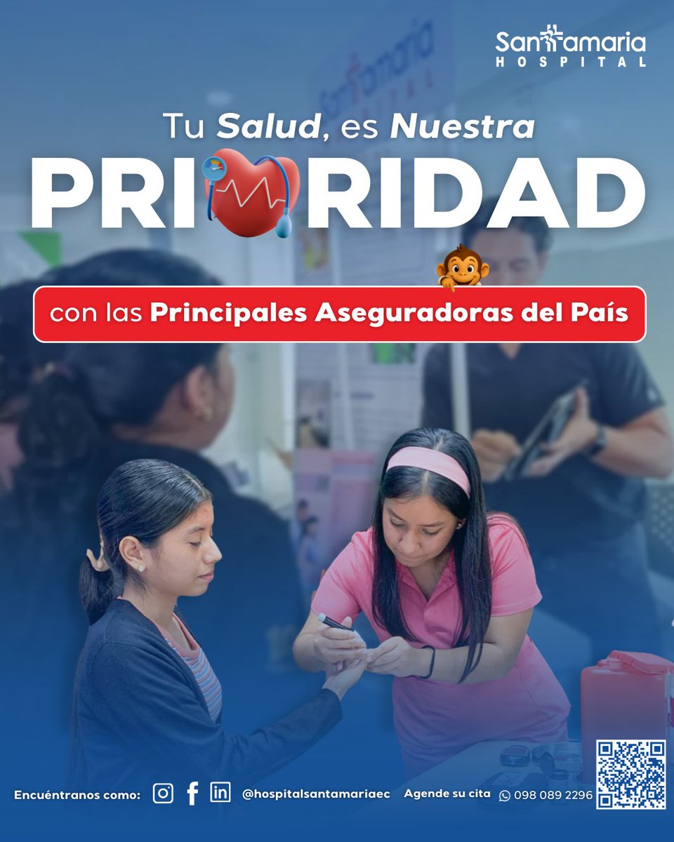 HSantamariaEC's tweet photo. En Hospital Santamaría trabajamos junto a las principales aseguradoras del país para brindarte atención médica con confianza, seguridad y calidad.💙 
#hospitalsantamaria #guayaquil #seguroprivado #salud https://t.co/bFWhIwcRka
