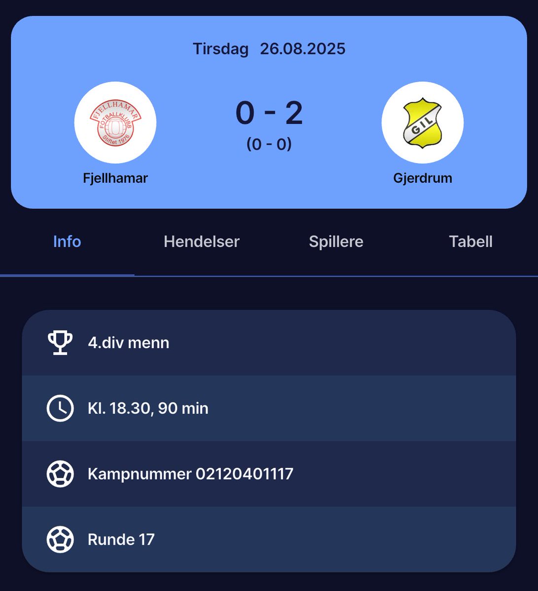 Deilig med 3 poeng! Takk for kampen <a href="/AFjellhamar/">Fjellhamar A-lag</a> 
<a href="/Lokalfotballen/">Lokalfotballen</a>