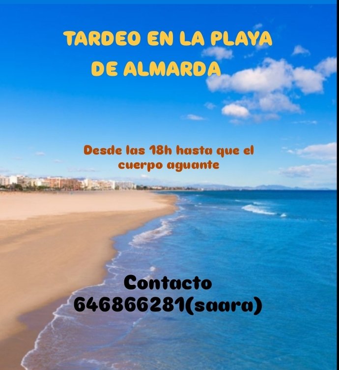 📌 Quedada 28 de agosto 
Tardeo junto al mar, con cena de sobaquillo y chapuzón nocturno.

🕔 Desde media tarde hasta que el cuerpo aguante
🍴 Cada uno trae algo para compartir
🌊 Playa, buena compañía y baño refrescante

¡Nos vemos en la orilla para disfrutar juntos!