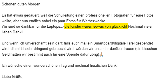Im April konnten wir wieder mal eine kleine Schule mit Laptops ausstatten - wir haben nette Bilder bekommen, aber die wichtigste Aussage ist wohl "die Kinder waren sowas von glücklich" 
#bildung 
#chancengleichheit 
#pcsfueralle 
#schule
#nachhaltigkeit 
#umweltschutz