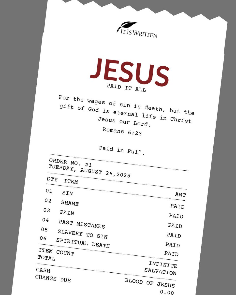 itiswritten's tweet image. He&apos;s already paid the price. It&apos;s time to be ready to receive His gift with an open heart and obedient mind.