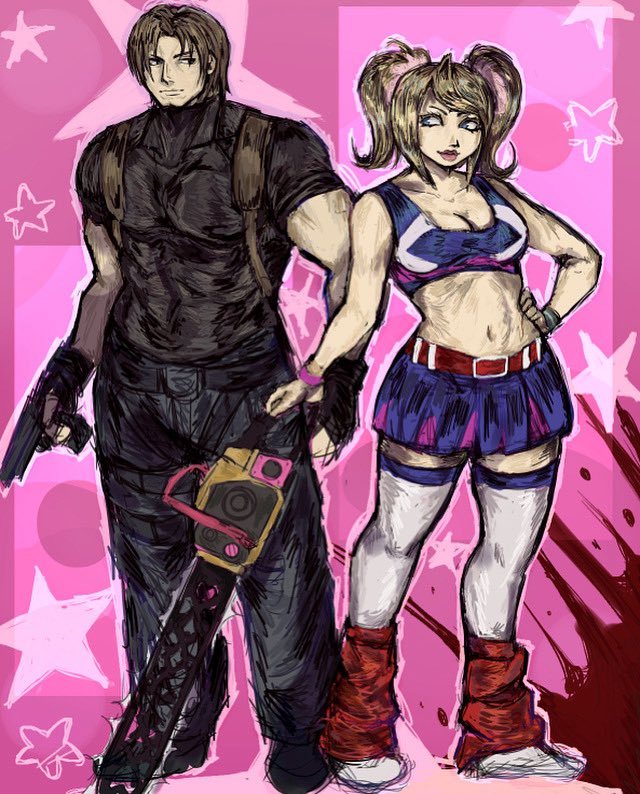 Snakedspiders's tweet photo. #lolipopchainsaw #ResidentEvil #LeonKennedy #Julietstarling #medibangpaint #digitalart https://t.co/guL1Sm2V2m