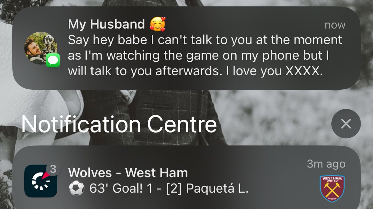 Always communicating even from 233.4 miles away 🥰

(I have alerts for his team too bc I’m a great wife)