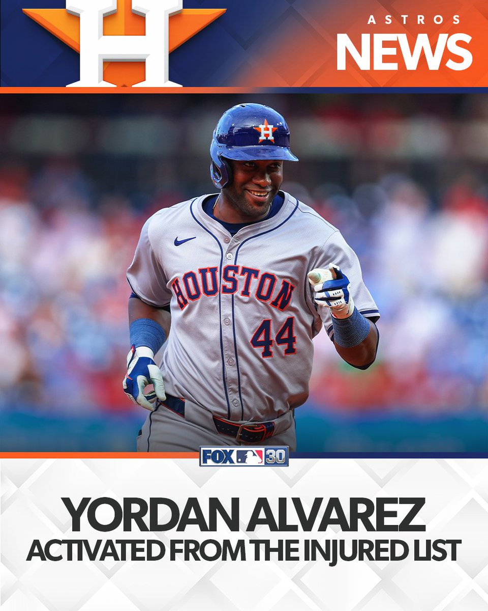 FOX Sports: MLB (@mlbonfox) on Twitter photo Yordan Alvarez is back in Houston! Yordan Alvarez is back in Houston!
