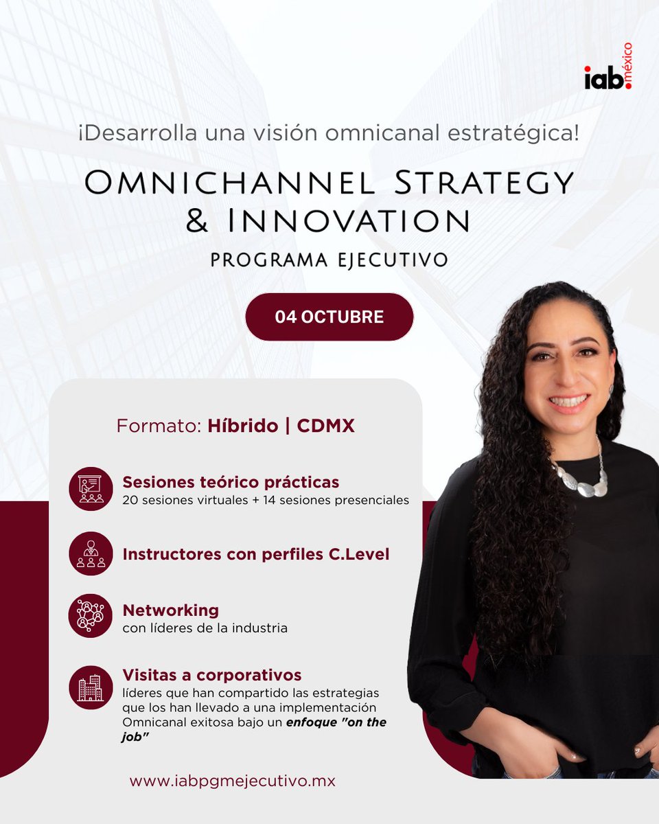🚀 Eleva tu estrategia omnicanal con visión de líderes

Aprende sobre CX, datos, innovación e IA en el Programa Ejecutivo: Omnichannel Strategy &amp; Innovation.
👤 Dirigido a perfiles C-level

📍 Inicio: 4 de octubre | Formato híbrido | CDMX
📧 Inscripciones: