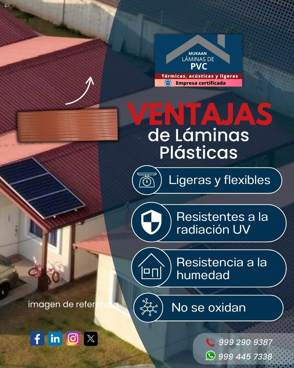 laminasdepvc's tweet photo. Lámina Plástica P3🏗️
☎️999 290 9387 📱999 445 7338
🕛 De Lunes a Viernes 8:00 am a 6:00 pm y Sábados 8:00 am a 2:00 pm.
📍 Calle 35 no 271-D x 16 y 16-A Col. Santa María, Mérida, Yucatán, México.
#laminapvc #plastico #termico #acustico #techos https://t.co/GSkE9XtSfE