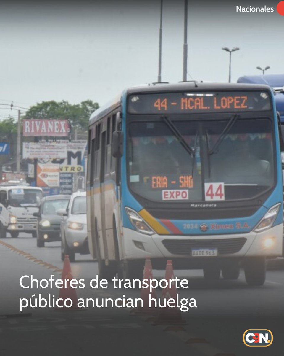 🔴#URGENTE: Conductores del transporte público confirmaron un paro general para los días 3 y 4 de setiembre.

🚌 La medida se tomó porque, según el gremio, no fueron tenidos en cuenta en el proyecto de transformación del transporte público impulsado por el Gobierno.

“Vamos a