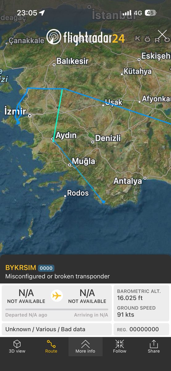 Dodox2901's tweet photo. @MilenyumKahin Garip Bir rota ve garip bir uçak ??? https://t.co/9zUH6wtPBH