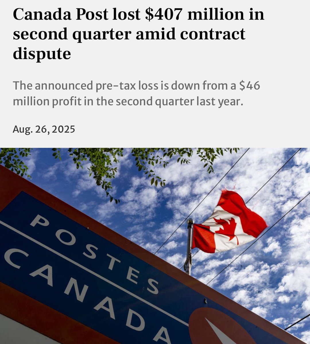 🇨🇦Can we all agree Canada Post should be left to die and should get zero taxpayer money?🤔

And the Union wants to strike?

Just end this relic of a company.