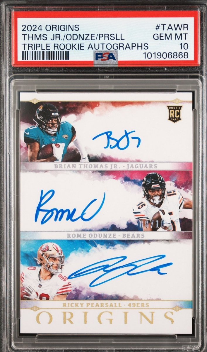 GradedLegends's tweet image. Brian Thomas Jr
Rome Odunze
Ricky Pearsall 

2024 Origins Auto #8/10 PSA 10 Rookie Pop. /1

#SportsCards #GradedLegends #NFL #Bears #Jags #49ers #ebay