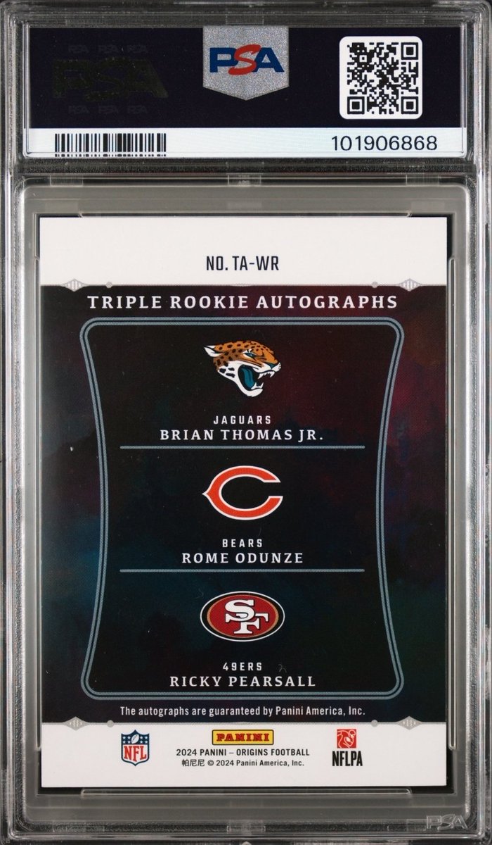 GradedLegends's tweet image. Brian Thomas Jr
Rome Odunze
Ricky Pearsall 

2024 Origins Auto #8/10 PSA 10 Rookie Pop. /1

#SportsCards #GradedLegends #NFL #Bears #Jags #49ers #ebay