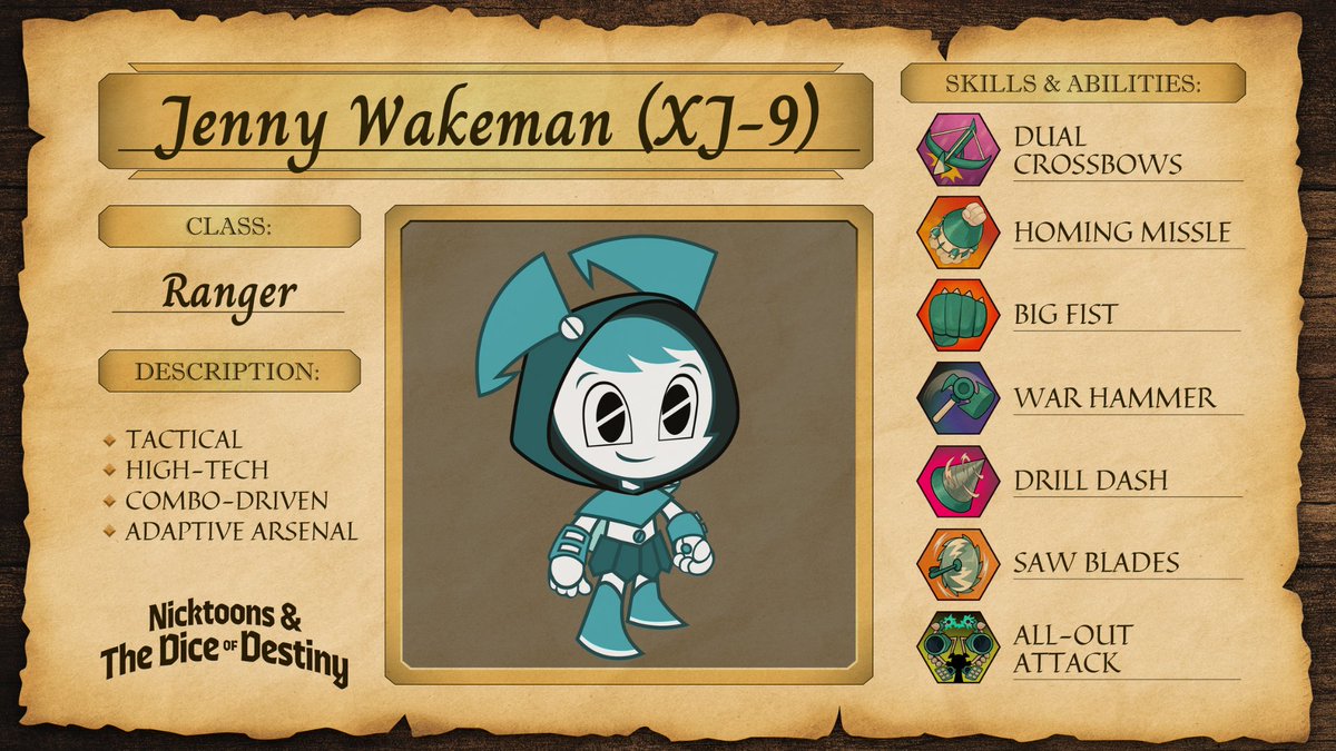NickRPGGame's tweet image. Armed with drills, missiles, and unstoppable firepower, Jenny is ready to defend her friends and take on any foe 💥

@Nickelodeon #JennyWakeman #MLAATR #DiceofDestiny