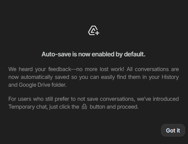 Ponmi123's tweet photo. @OfficialLoganK  Logan, why “fix” something that wasn't broken? A temporary chat is not the same as being able to disable auto-save. Before, you could work in a chat and modify things without saving, being selective. https://t.co/MQQ21Auoru