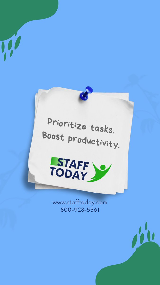 StaffToday25's tweet image. 💡 Boost your work efficiency: prioritize tasks, focus, and tackle one thing at a time.

📞 800-928-5561 | 🌐 stafftodayinc.com | 🔹 

 #TipsThursday #StaffToday #WorkWithStaffToday #BestStaffingAgency #ProductivityHacks #CareerGrowth #JobTips