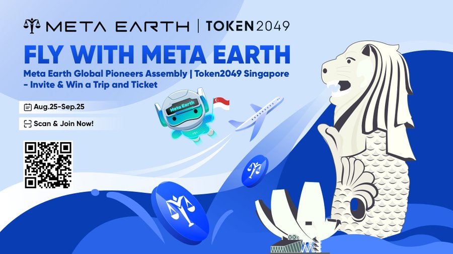 MetaEarth_ID's tweet image. 🚀 Siap jadi Global Pioneer #MetaEarth?

Menangkan trip gratis ke Singapura + tiket #Token2049 &amp;amp; VIP Lounge! Dapatkan hadiah #MEC tiap referral &amp;amp; eksis di komunitas #Web3.

📅 Daftar sblm 24 Sept 👉 forms.gle/eMe4Loe4hEEPeo…