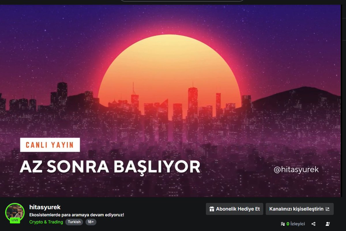 Yarınlara , güzel yarınlara ümitle bakabilmek için yayındayım.

Az overthink bol sohbet ve para avı ile keyifli bir yayın olacaktır.

kick.com/hitasyurek