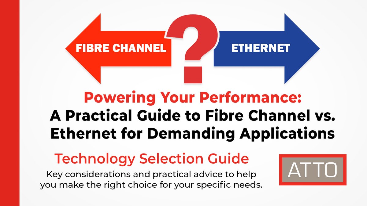 For media professionals, data center managers, and AI researchers, network speed and reliability are non-negotiable. Explore why Fibre Channel excels for high-bandwidth, real-time workloads in our latest guide.

atto.com/FCvEthernetGui…