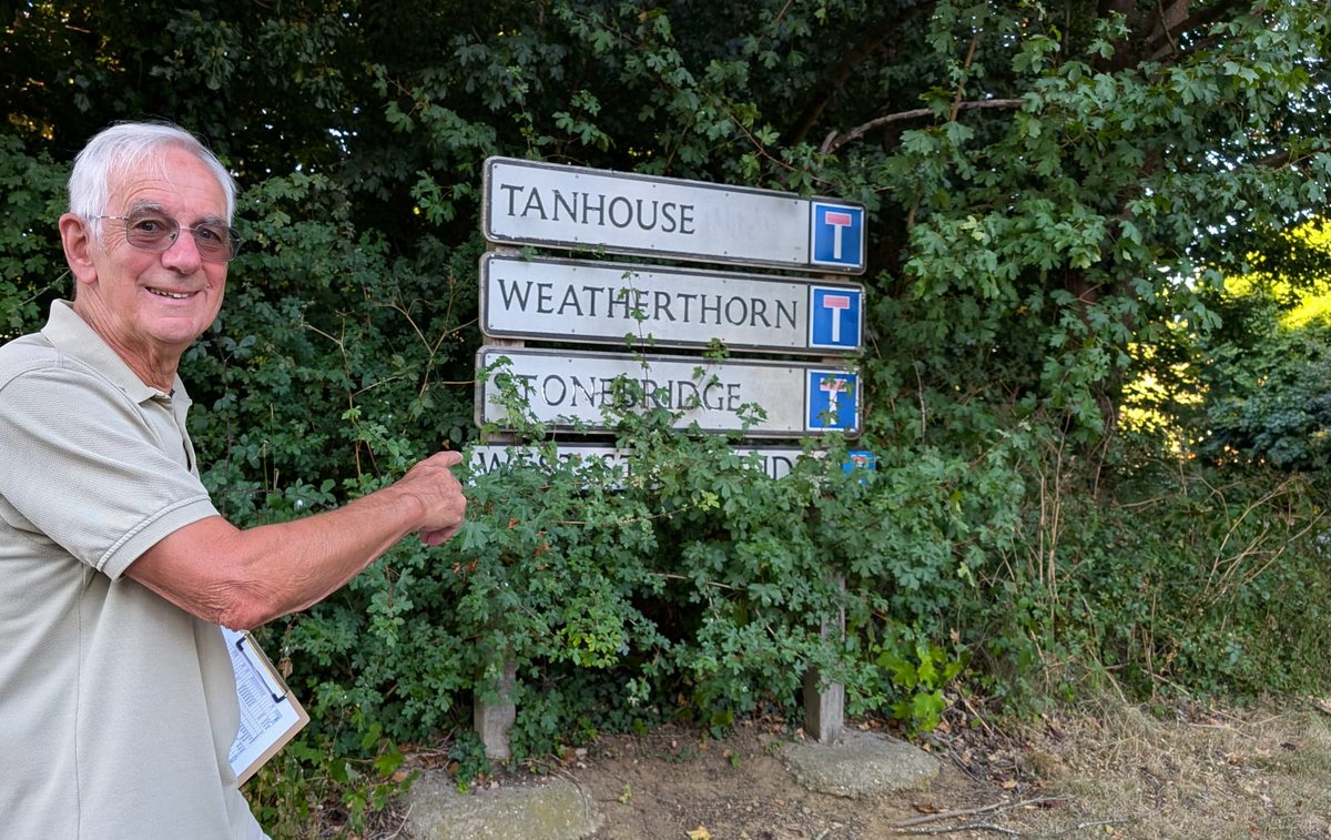 We have reported several road signs like this due to overgrown vegetation.

This one is in Orton Malborne where we did a "Meet on your Street" yesterday at Tanhouse.