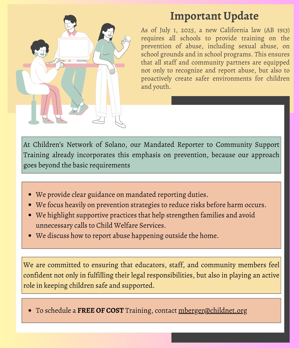 ChildrensNet's tweet image. To schedule a FREE OF COST Training, contact mberger@childnet.org