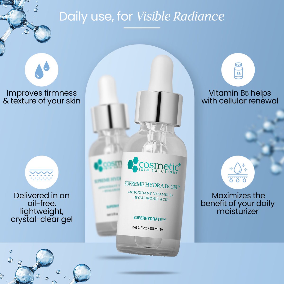CSS_ScienceLab's tweet image. Supreme Hydra B5 Gel = instant + long-lasting hydration! 💧✨

Packed with Vitamin B5 + Hyaluronic Acid to plump, repair &amp;amp; protect your skin barrier.

Hydration that lasts. Glow that shows.

#CosmeticSkinSolutions #CSS