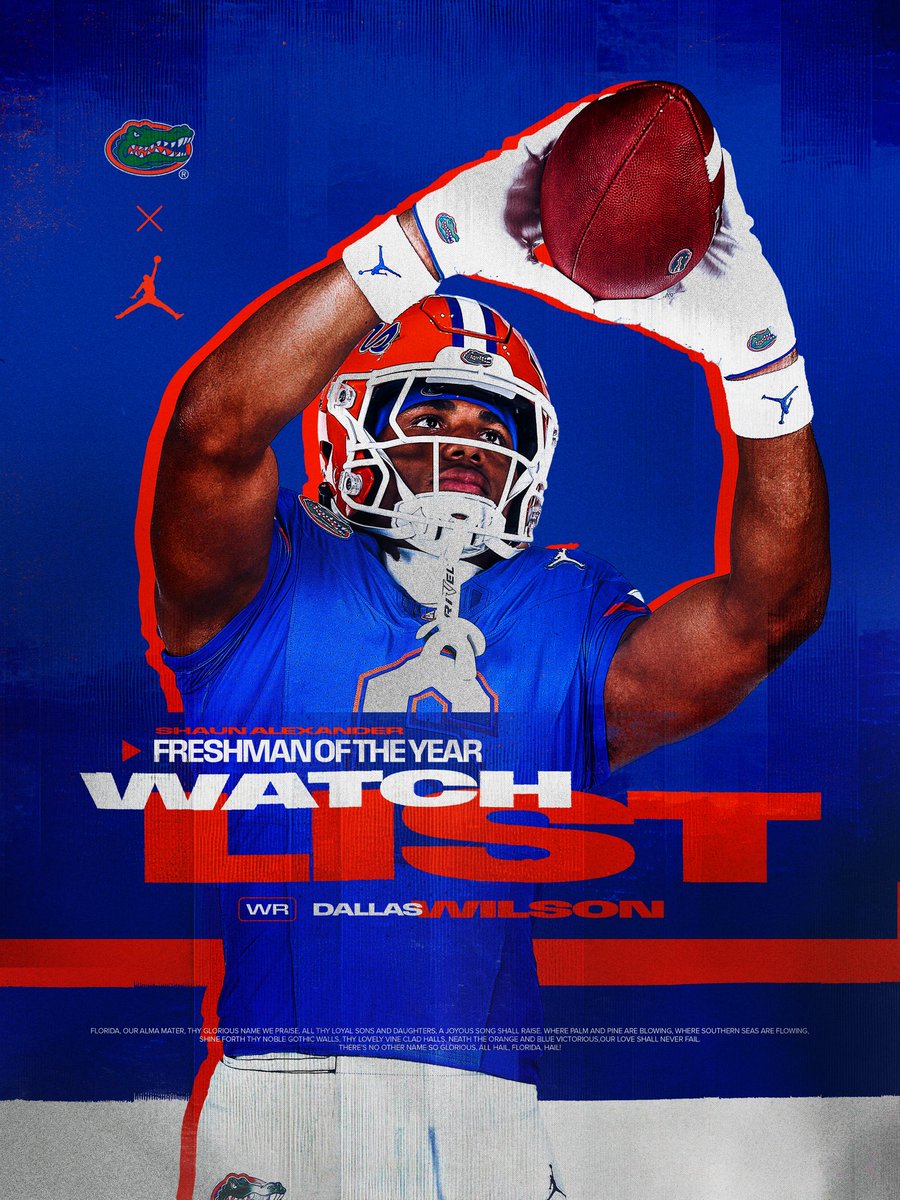 Florida Gators Football (@gatorsfb) on Twitter photo On a mission 🤫
<a href="/18Dallaswilson/">Dallas Wilson</a> has been named to the Shaun Alexander Freshman of the Year Award Watch List.
🔗 bit.ly/41maQWE On a mission 🤫
<a href="/18Dallaswilson/">Dallas Wilson</a> has been named to the Shaun Alexander Freshman of the Year Award Watch List.
🔗 bit.ly/41maQWE