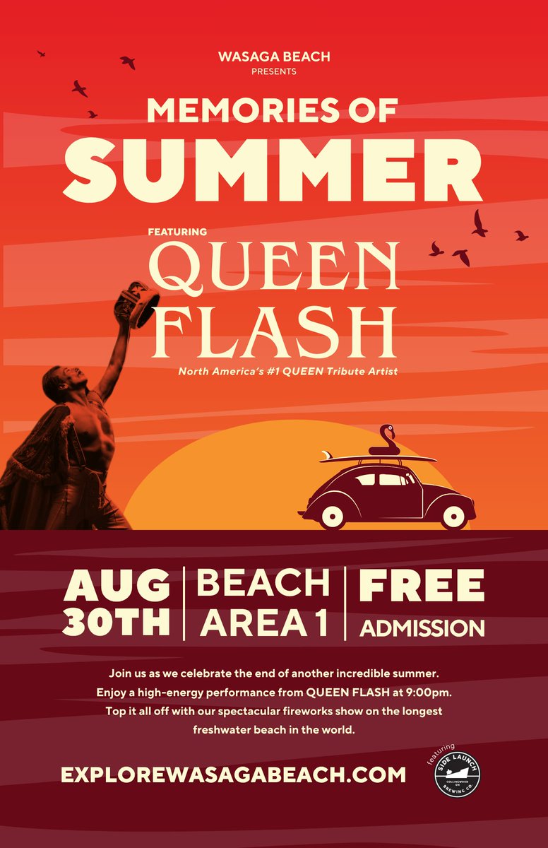 BREAKING NEWS - We. Will. Rock you! Wasaga Beach is Preparing to Host the Most Epic Live Music Event of the Summer – and it's FREE. The Town's 20th annual Memories of Summer concert takes place this Saturday, August 30 at Beach Area 1.

Learn more: wasagabeach.com/en/news/wasaga…