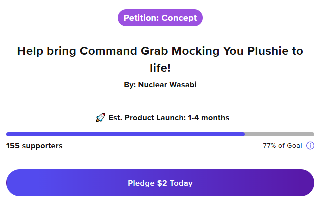 wasabi_nuclear's tweet photo. Even CG's mom is considering getting that CG plushie.

Only 23% more to go and the plushie will be real, guys, let's gooooo! Click on the link below to pledge!
https://t.co/JkaUtGeymR https://t.co/5A73tVVfhW