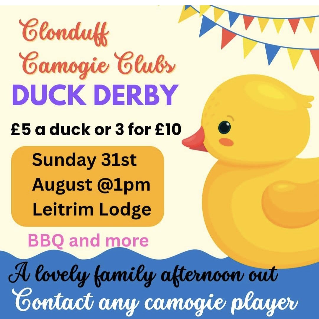 Please note the Duck Derby is SUNDAY and not SATURDAY as stated on the sponsor cards. #typo

Contact any player to buy a duck or you can purchase a duck on SUNDAY