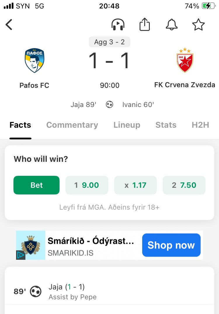 Vilja Pafos fara í CL? Jaja