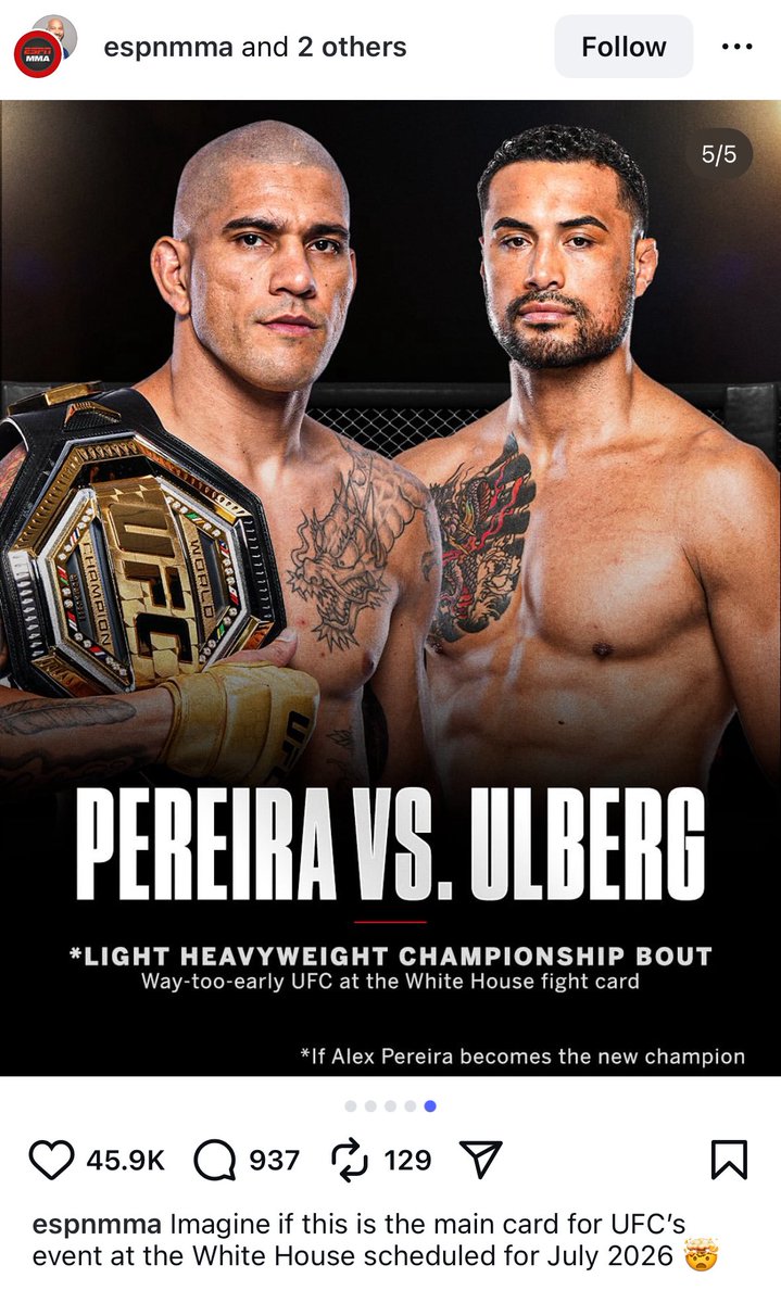 quite bold of ESPN to predict Pereira beats Ankalaev in the rematch 👀