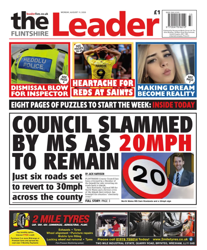 SamRowlands_'s tweet image. 📰 Delighted to see @leaderlive covering my campaign against default 20mph.

🗣️ Welsh Government and local councils need to listen to the public and reverse the default 20mph where it isn’t backed by locals.

#FixWales #20mph #FixTransport