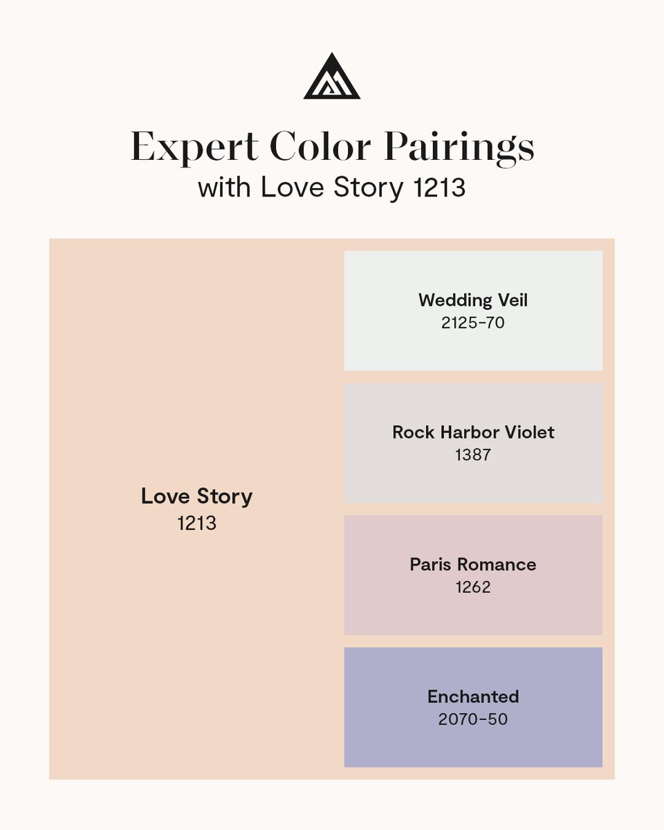 Benjamin_Moore's tweet image. The perfect paint color pairings for English teachers marrying gym teachers, and everyone else who believes in a good Love Story 1213 💖 #BenjaminMoore #Paint #LoveStory