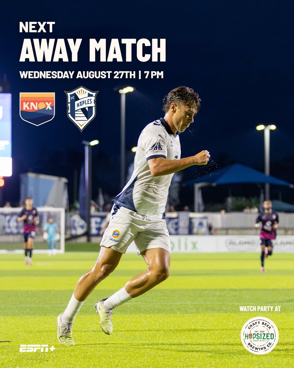 One point apart. Three points on the line. See you tomorrow Knoxville. 👀

🆚 One Knoxville SC 
🗓 Wednesday, August 26th
⏰ 7:00 PM Kickoff
📍 Knoxville, Tennessee
🍻 Watch Party at Hopsized Brewing!
📺 ESPN+ 

Join us at Hopsized Brewing to wacth the action unfold with an FC