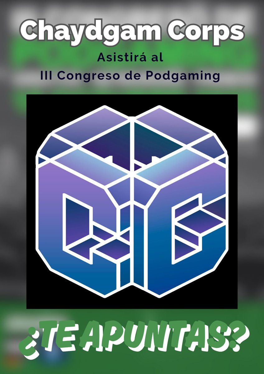 🎙️ GAMELX™ 🐦 (@gamelx) on Twitter photo El pódcast <a href="/chaydgamcorps/">Chaydgam Corps</a> asistirá al III Congreso de Podgaming.
¿Te apuntas?
#congreso #podgaming El pódcast <a href="/chaydgamcorps/">Chaydgam Corps</a> asistirá al III Congreso de Podgaming.
¿Te apuntas?
#congreso #podgaming