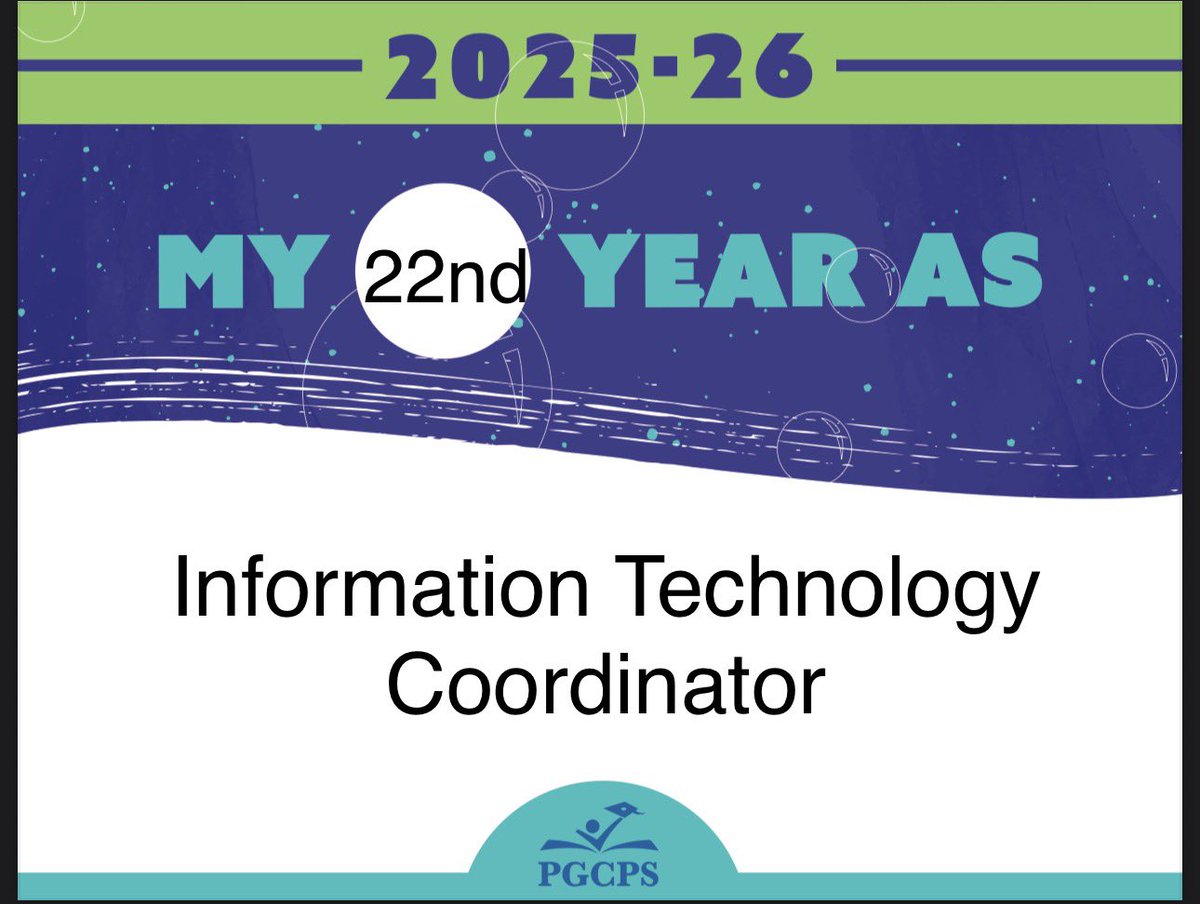 Year 22! From 6th grade general education, to special education, to middle school, to 1st grade, and now technology! All with PGCPS! It’s always been a pleasure. Wishing everyone a Happy New School Year!
#PGCPS1stDay