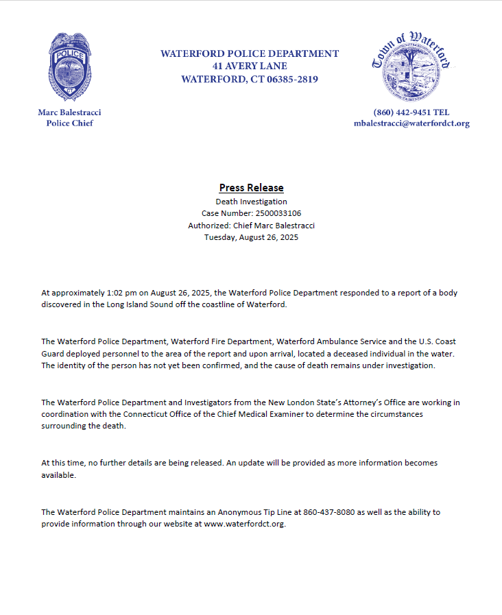 Press Release on the emergency services activity in Waterford today