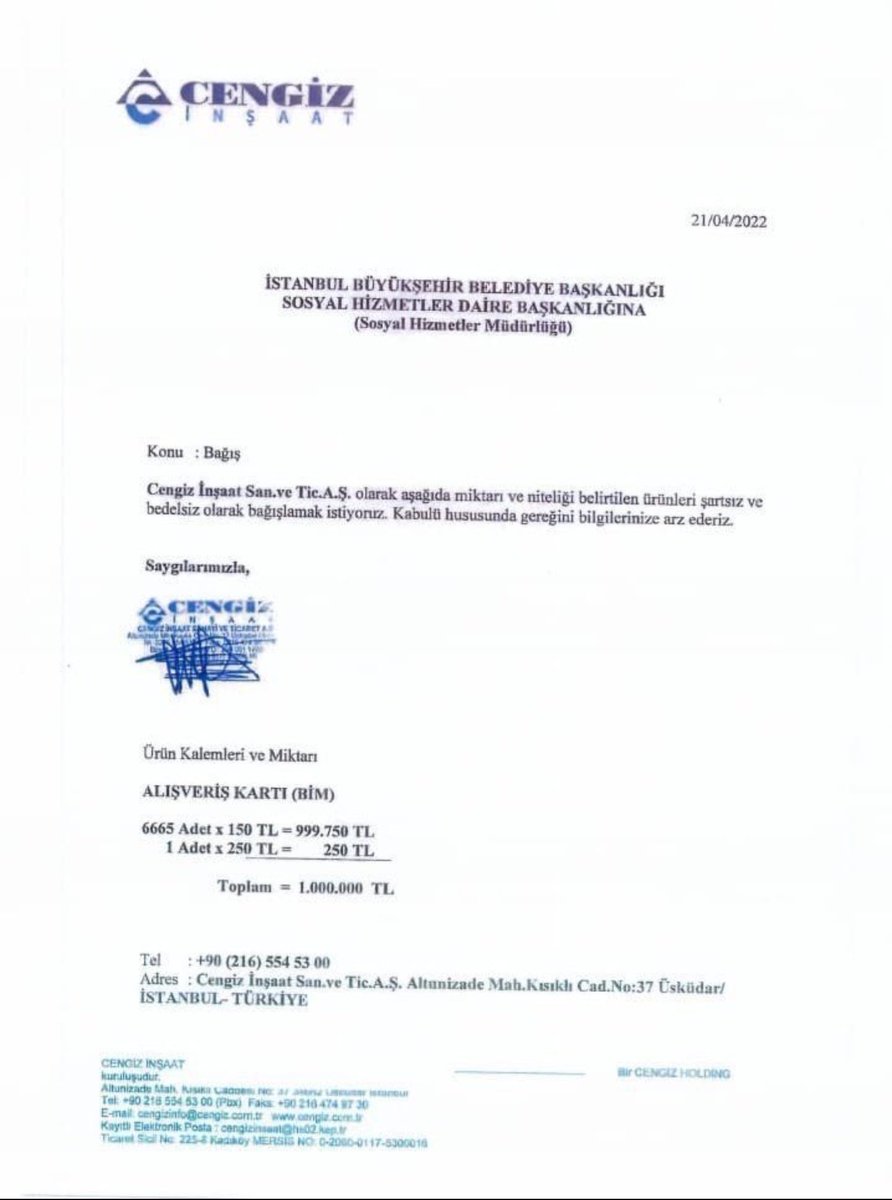 Cengiz Holding CHP delege seçimleri öncesinde İBB'ye, BİM alışveriş kartları hibe etmiş. 
Neden acaba? Kimlere dağıtıldı sizce o kartlar?