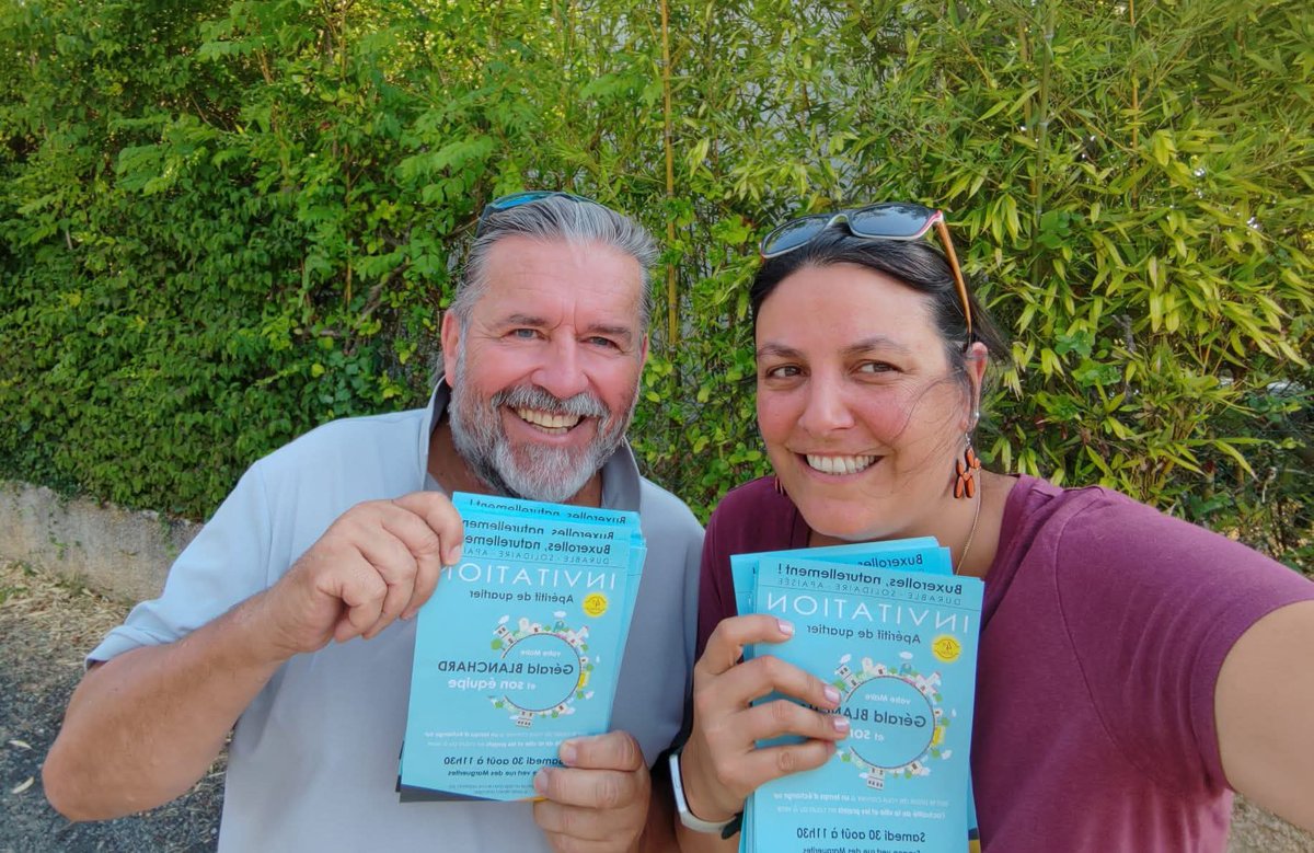 Samedi nouvel apéritif de quartier rue des Marguerites à 11h30. Distribution de choc des invitations dans les boîtes aux lettres du quartier par le duo de choc d'adjoints Amelie Louis &amp; Gilles Thinon