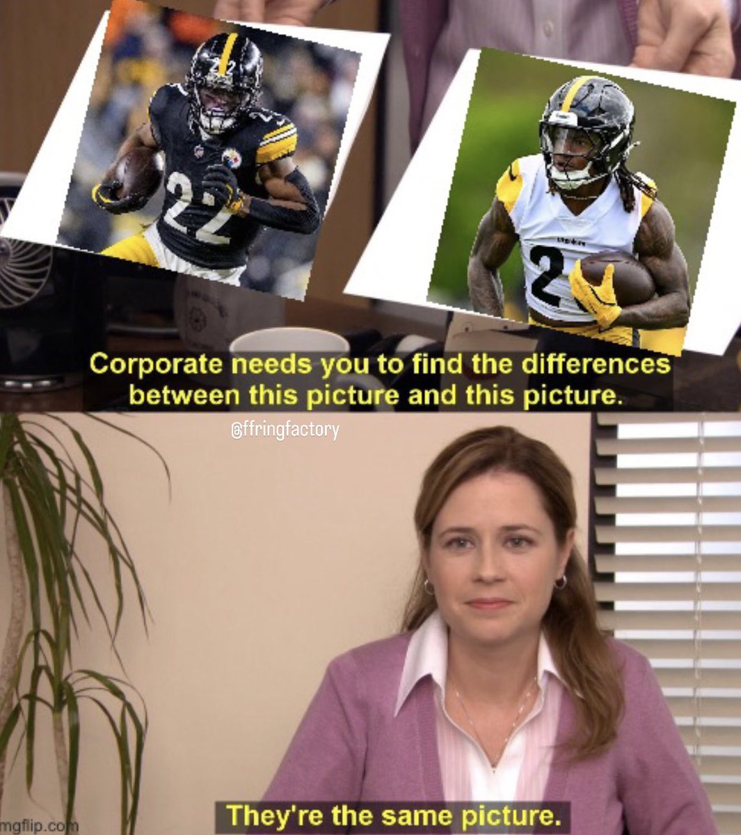 FFRingFactory's tweet image. Tall bruising back who weighs 225 and offers limited receiving upside? Draft Kaleb Johnson