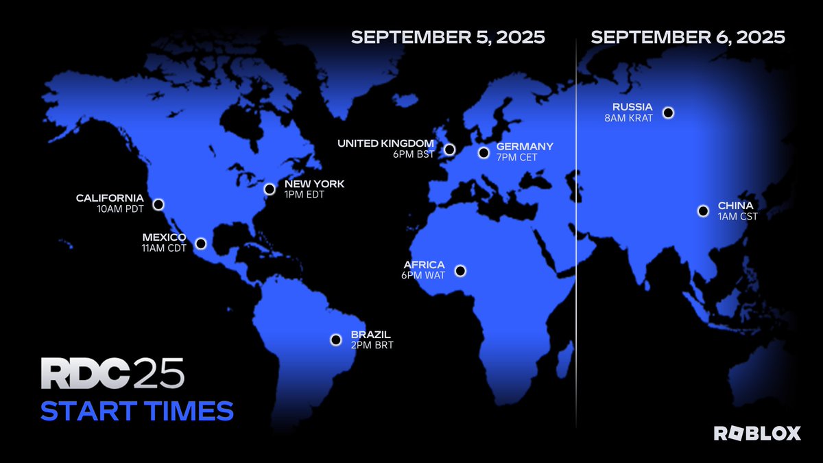 It's almost time for the #RDC25 to begin! Here is a map of what time the Opening Keynote will go live across the world...
