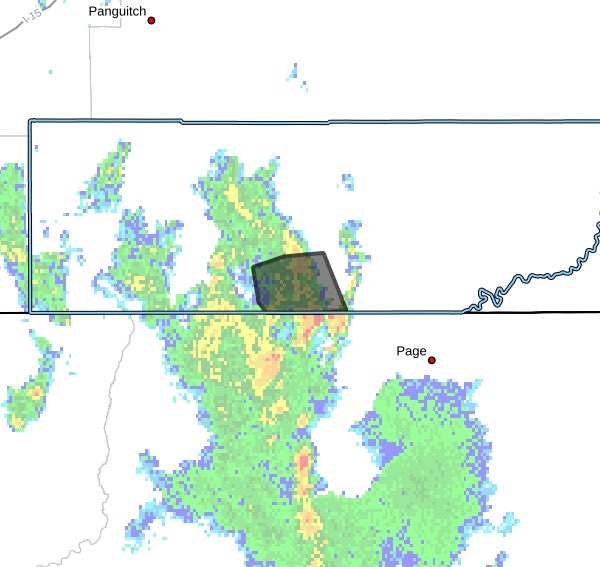 New event. Flash Flood Warning from 8/26/2025 3:10 PM to 6:00 PM MDT for Kane County, UT. inws.ncep.noaa.gov/a/a.php?i=1193… <a href="/weathercaster/">Dan Pope</a> #utwx