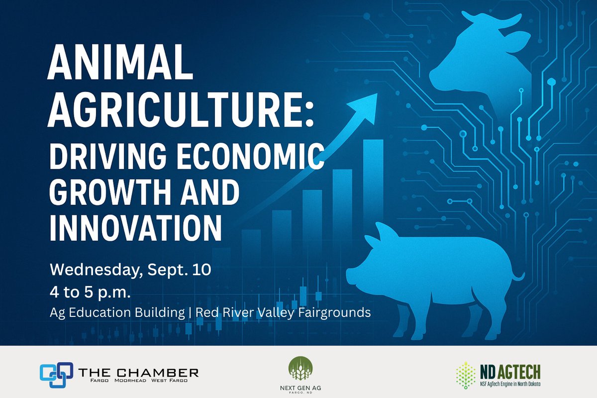 FARMS (@farmsengine) on Twitter photo Animal ag is evolving! 🐄🐖🐓 Hear from industry leaders on trends, tech, & impact at the Animal Agriculture Industry Leader Panel hosted by core partner: <a href="/FMWFChamber/">FMWF Chamber</a>, during <a href="/BigIronFarmShow/">Big Iron Farm Show</a>.
Funded by the ND AgTech Engine. Register → business.fmwfchamber.com/events/details… Animal ag is evolving! 🐄🐖🐓 Hear from industry leaders on trends, tech, & impact at the Animal Agriculture Industry Leader Panel hosted by core partner: <a href="/FMWFChamber/">FMWF Chamber</a>, during <a href="/BigIronFarmShow/">Big Iron Farm Show</a>.
Funded by the ND AgTech Engine. Register → business.fmwfchamber.com/events/details…